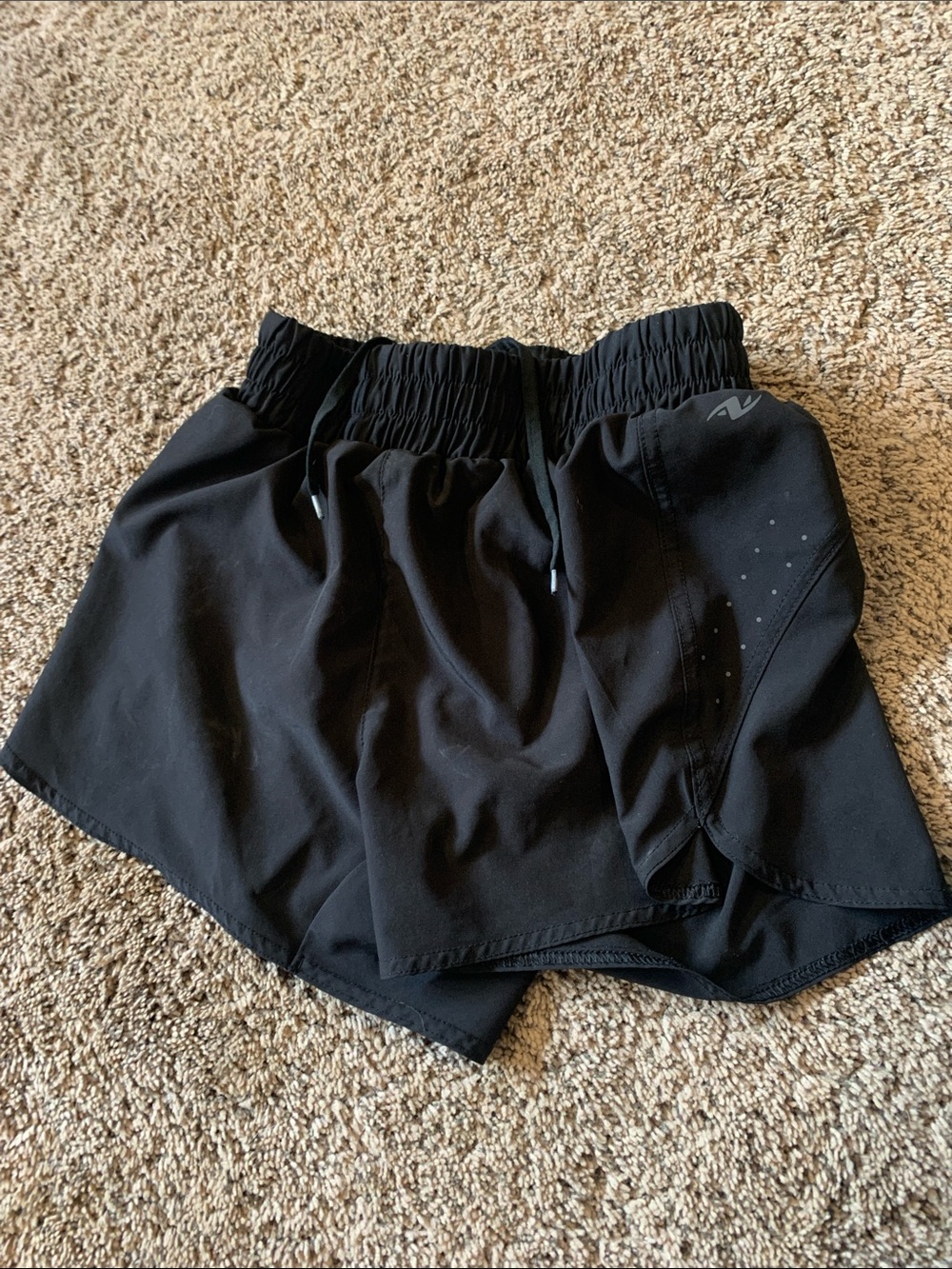 Athletic Works Black Womens Layered Athletic Shorts with Drawstring